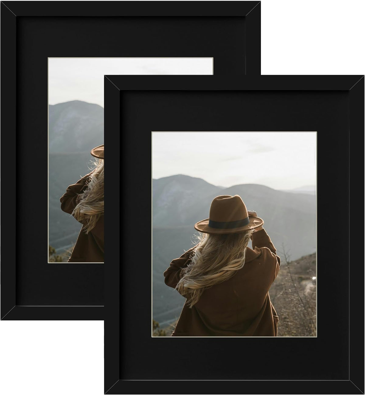 eletecpro 4x6 Black Picture Frames with 3.5x5 Black Mat, 2-Pack