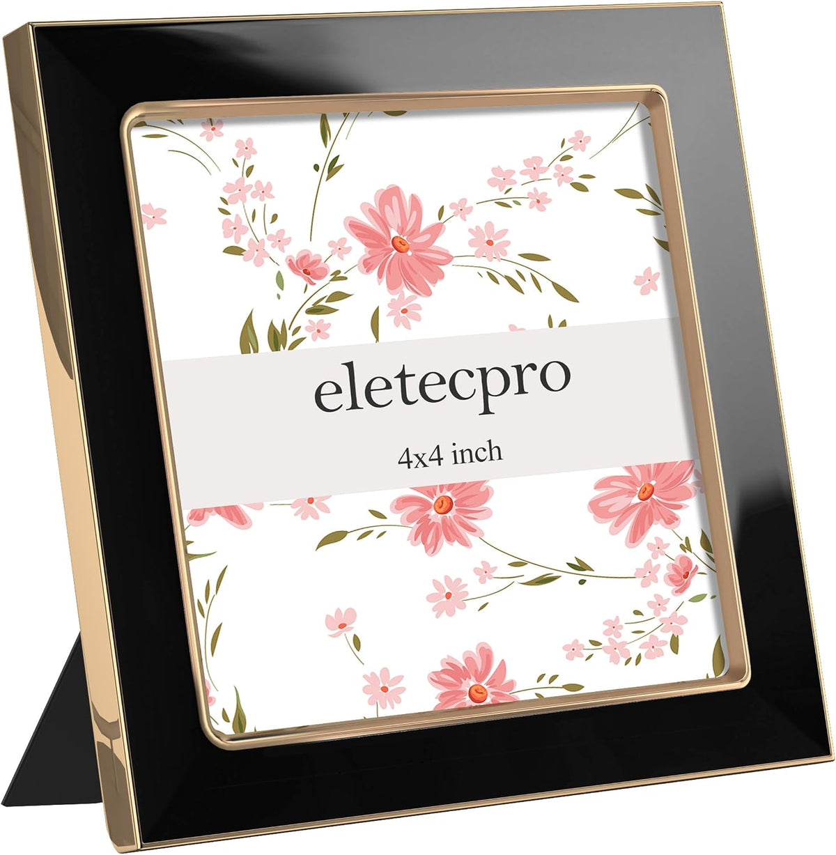 eletecpro 4x4 Enamel Picture Frame with Real Glass Cover, Black, 1-Pack