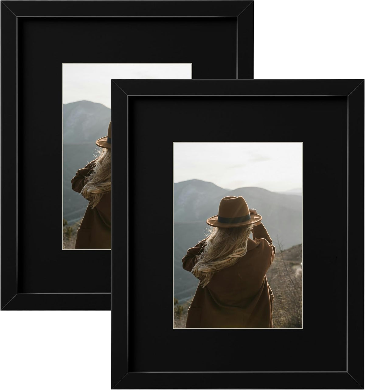 eletecpro 4x6 Black Picture Frames with 3.5x5 Black Mat, 2-Pack