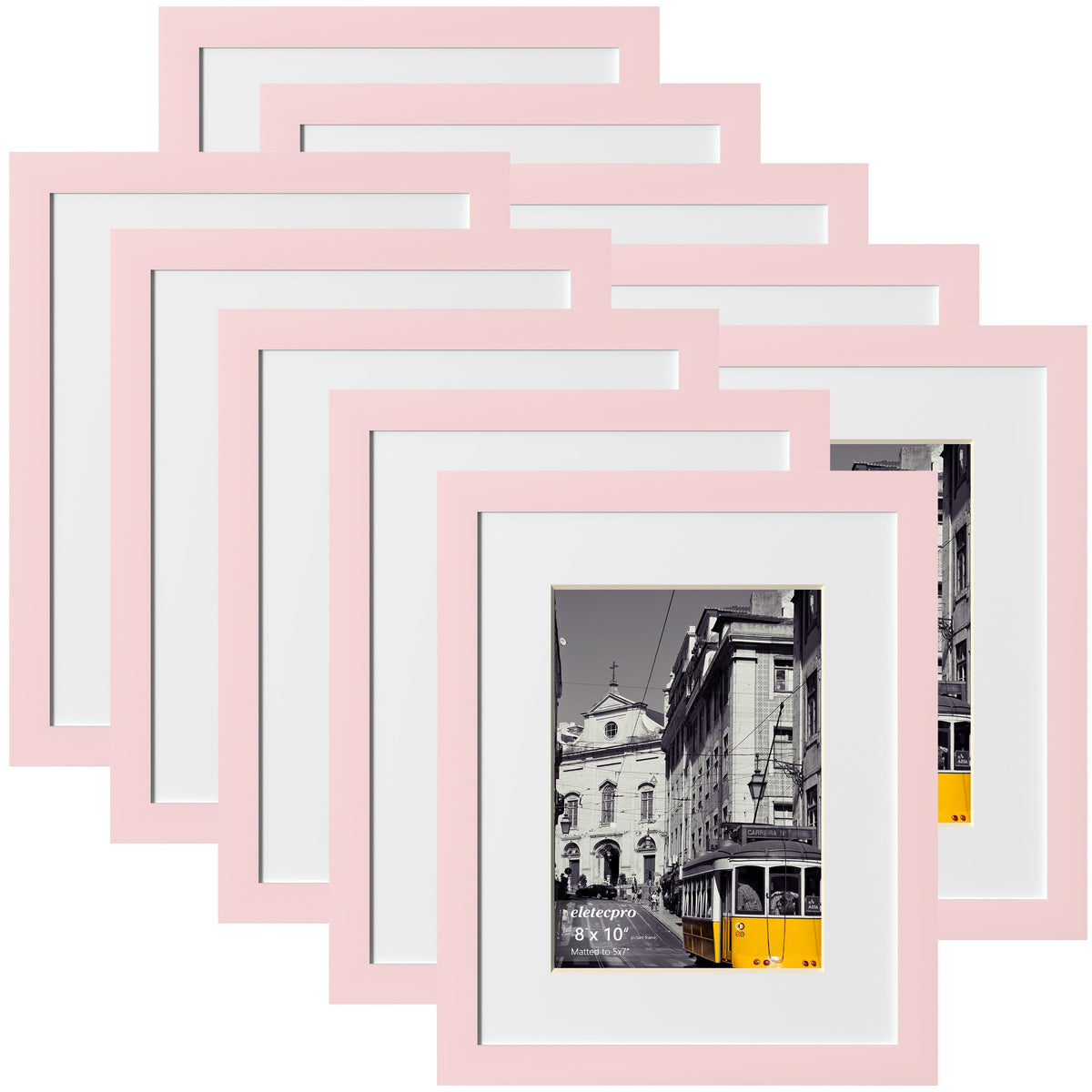 eletecpro 5x7 Picture Frames, Acrylic Cover, Beige, Set of 10