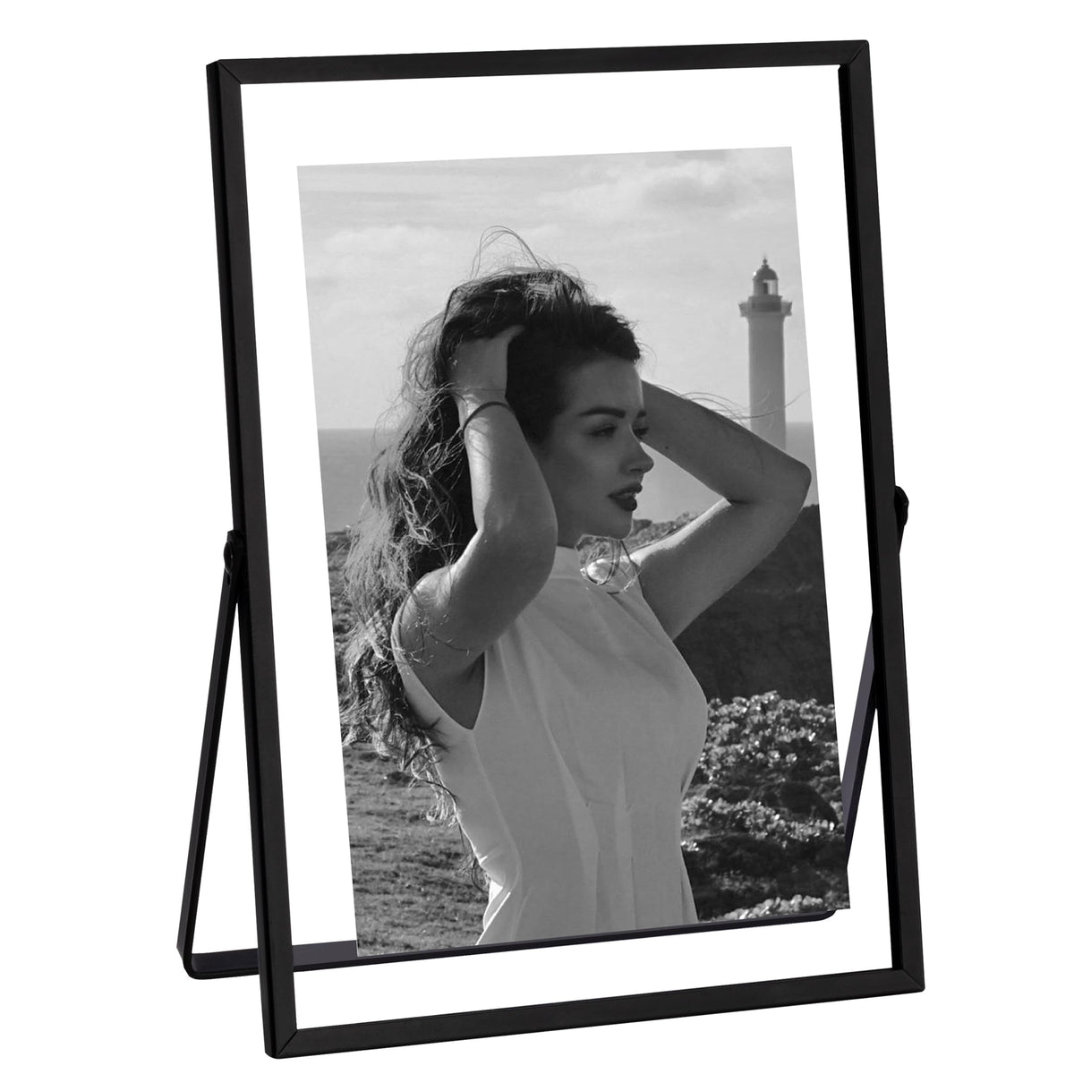 eletecpro 4x4 Floating Picture Frame, Real Glass Cover, Black, 1-Pack