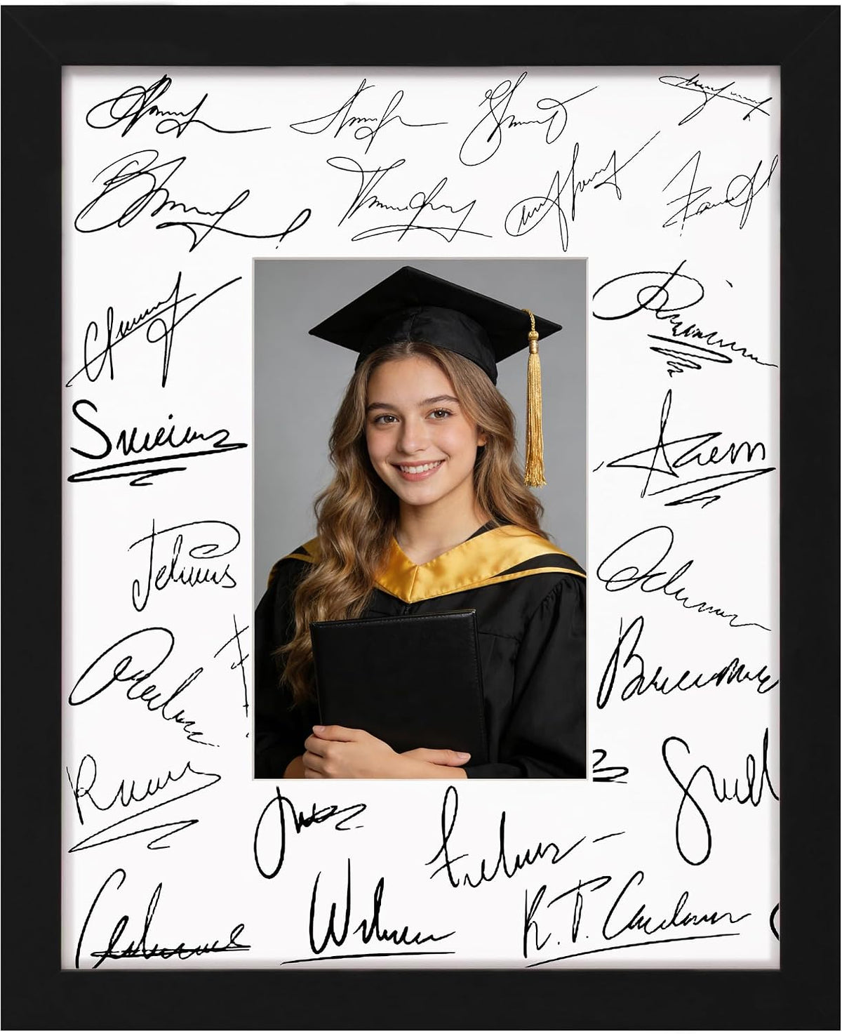 eletecpro 8x10 Signable Picture Frame with Clear Acrylic Cover, Signature Photo Frame with Mat Display 4x6 Photo for Tabletop or Wall, Wedding Guest Book Alternative, Graduation Decoration, Black