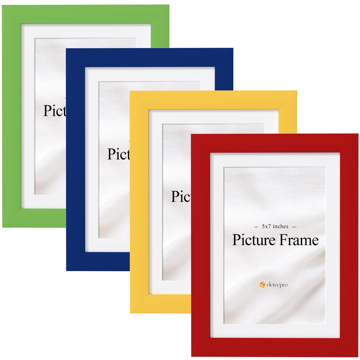eletecpro 4x6 Colorful Picture Frames 4 Pack Matted to 3.5x5, Desk Decor