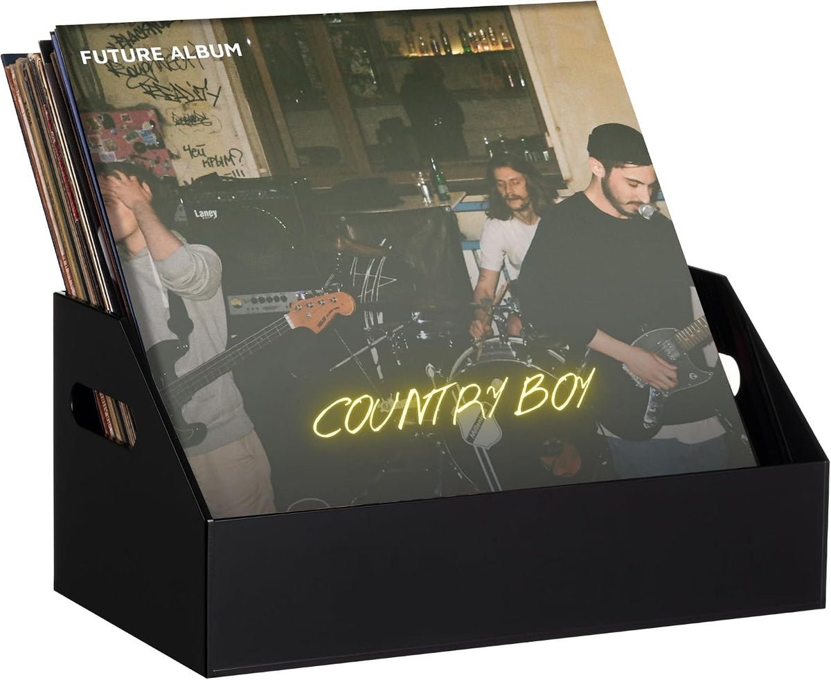 eletecpro Acrylic Vinyl Record Storage, Desktop LP Record Holder, Black