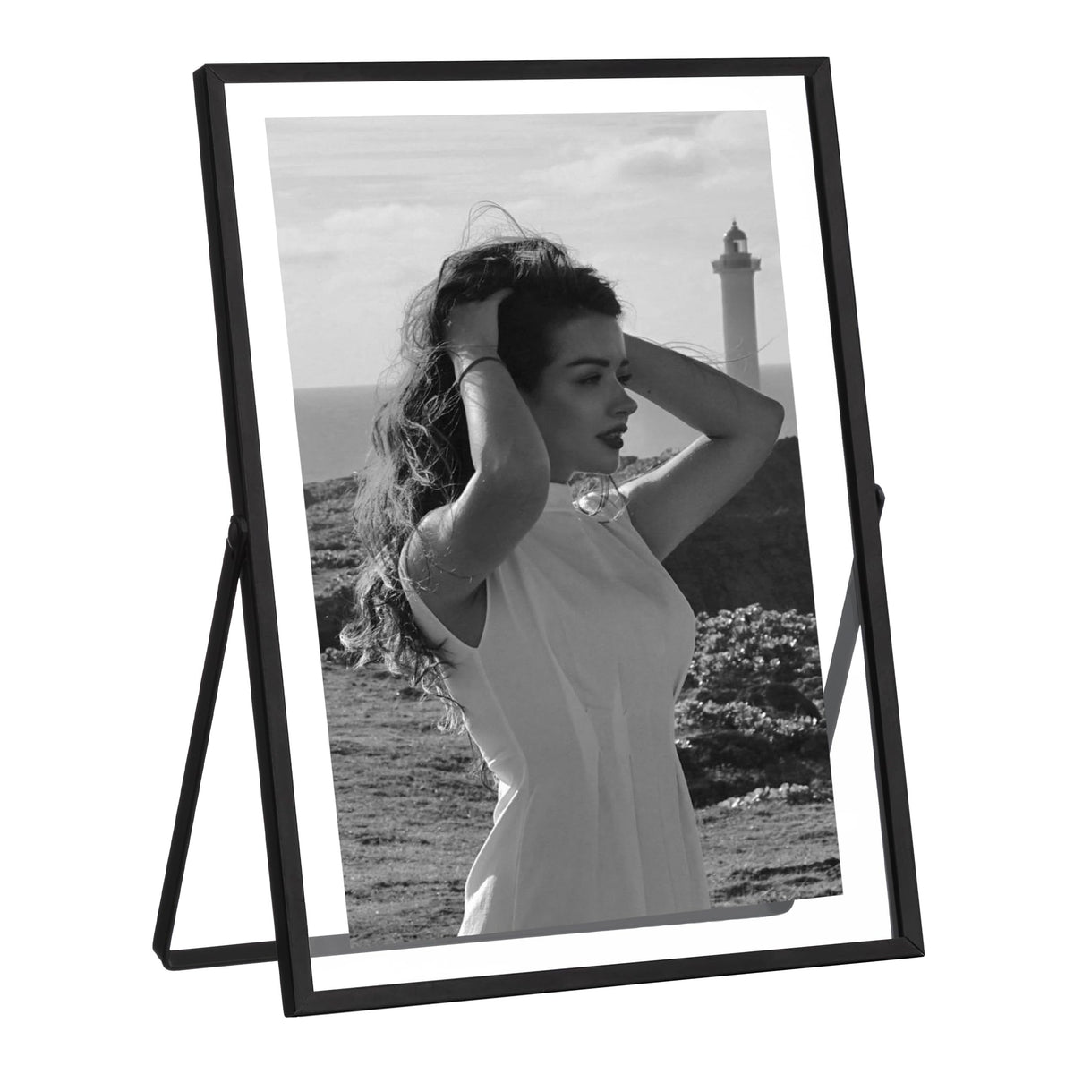 eletecpro 4x4 Floating Picture Frame, Real Glass Cover, Black, 1-Pack