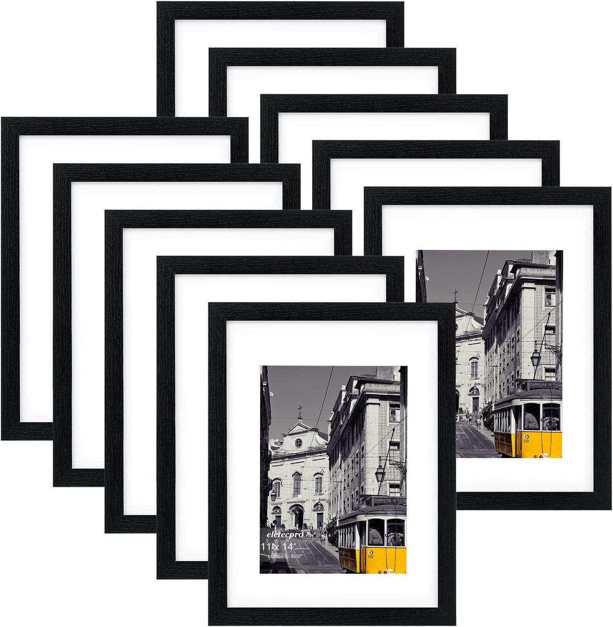 eletecpro 5x7 Picture Frames, Acrylic Cover, Beige, Set of 10