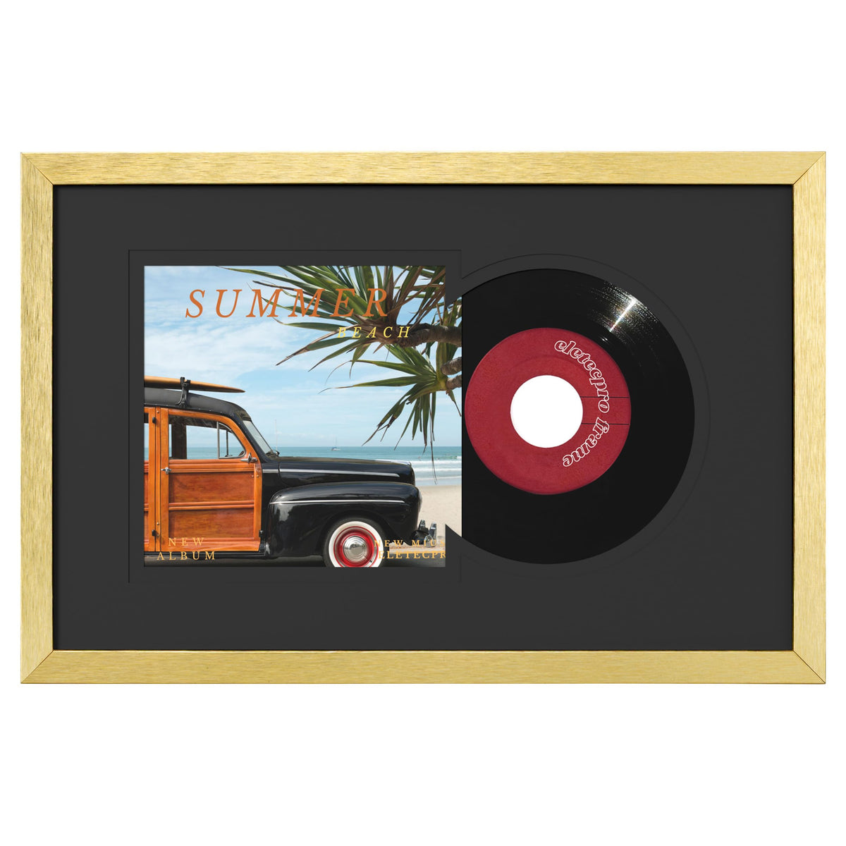 eletecpro 7" Vinyl Record Frame, 9.5x14.5 in, Black, 1 Pack