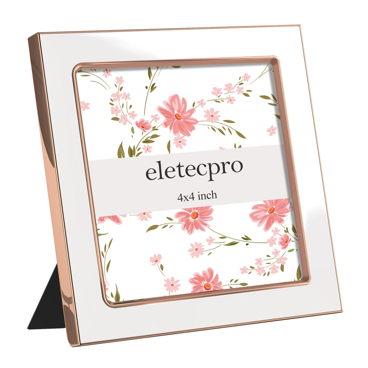 eletecpro 4x4 Enamel Picture Frame with Real Glass Cover, Black, 1-Pack