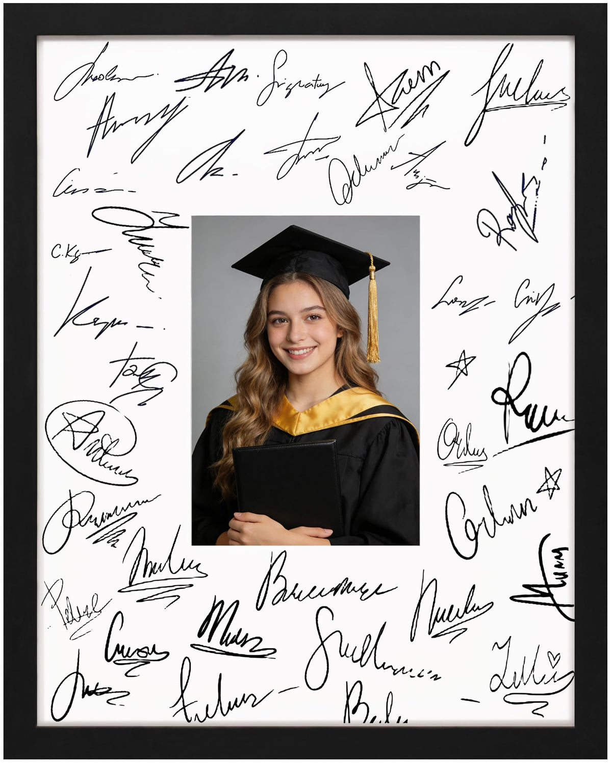 eletecpro 8x10 Signable Picture Frame with Clear Acrylic Cover, Signature Photo Frame with Mat Display 4x6 Photo for Tabletop or Wall, Wedding Guest Book Alternative, Graduation Decoration, Black