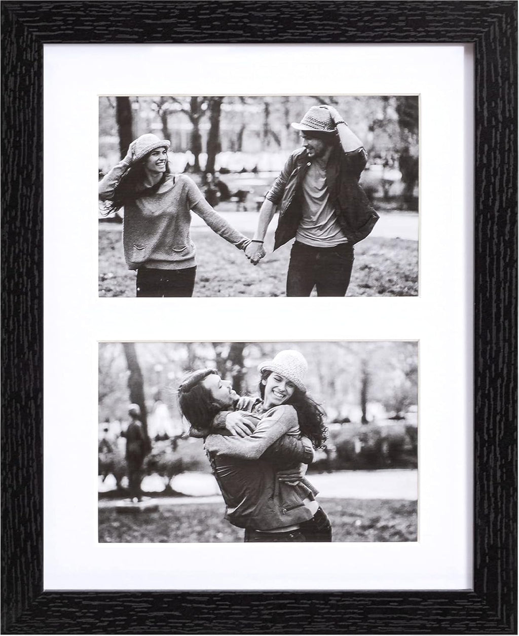 eletecpro 8x10 Collage Picture Frame with Mat for Two 4x6 Photos or One 8x10 Without Mat, Wall and Tabletop Display with Stand