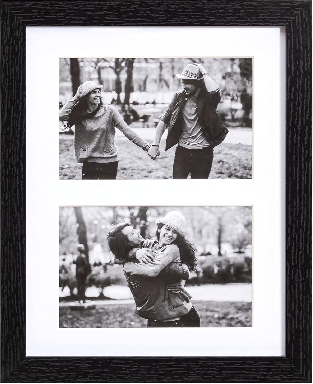 eletecpro 8x10 Collage Picture Frame with Mat for Two 4x6 Photos or One 8x10 Without Mat, Wall and Tabletop Display with Stand