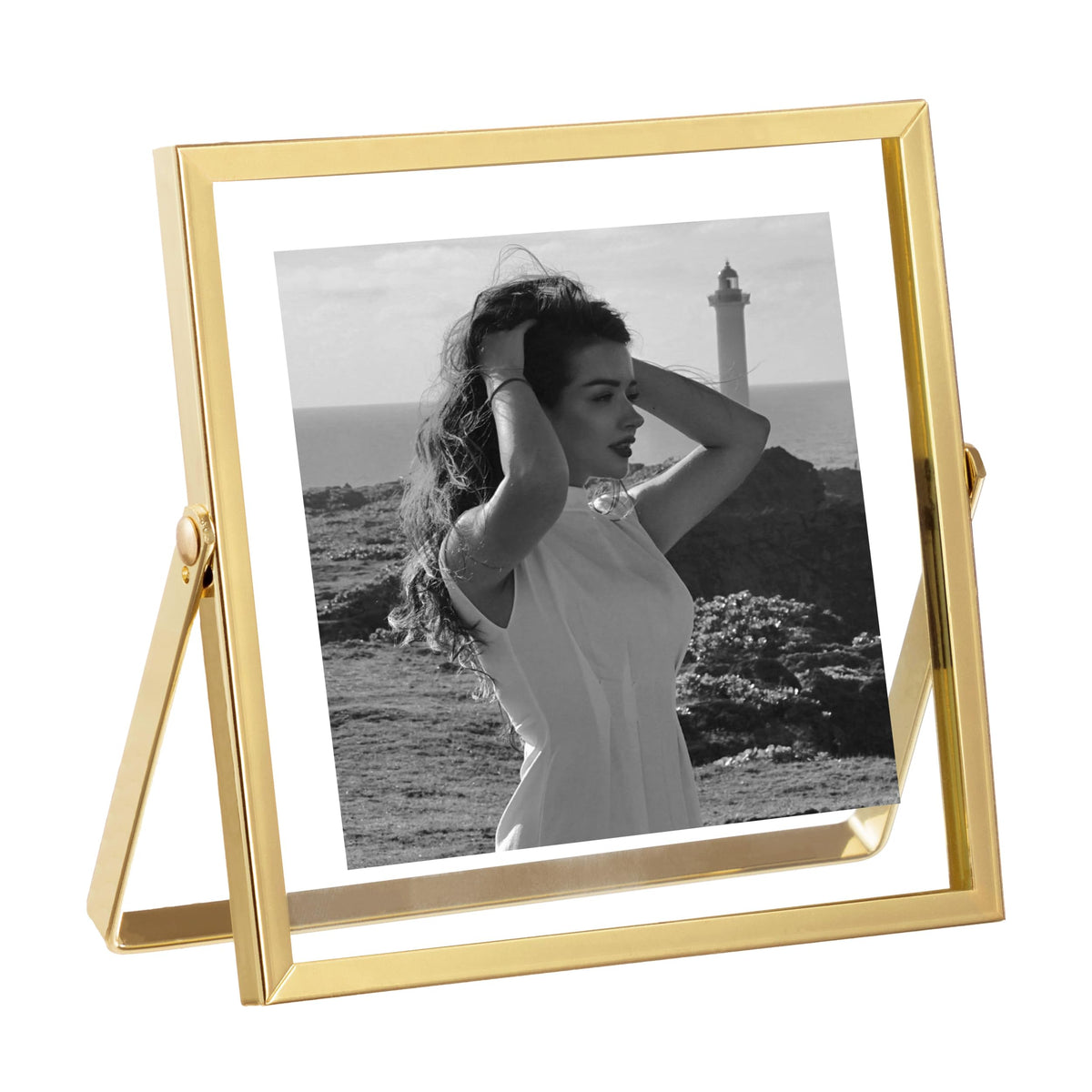 eletecpro 4x4 Floating Picture Frame, Real Glass Cover, Black, 1-Pack