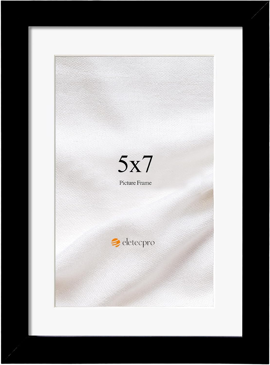 eletecpro 5x7 Picture Frame with 4x6 Mat, Black, 1-Pack