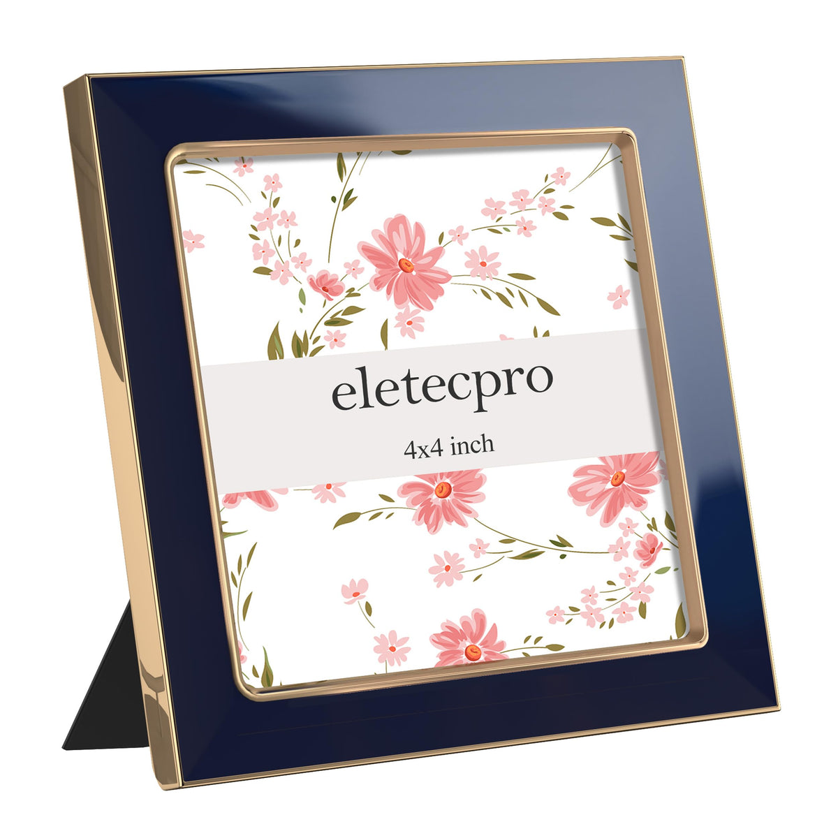 eletecpro 4x4 Enamel Picture Frame with Real Glass Cover, Black, 1-Pack