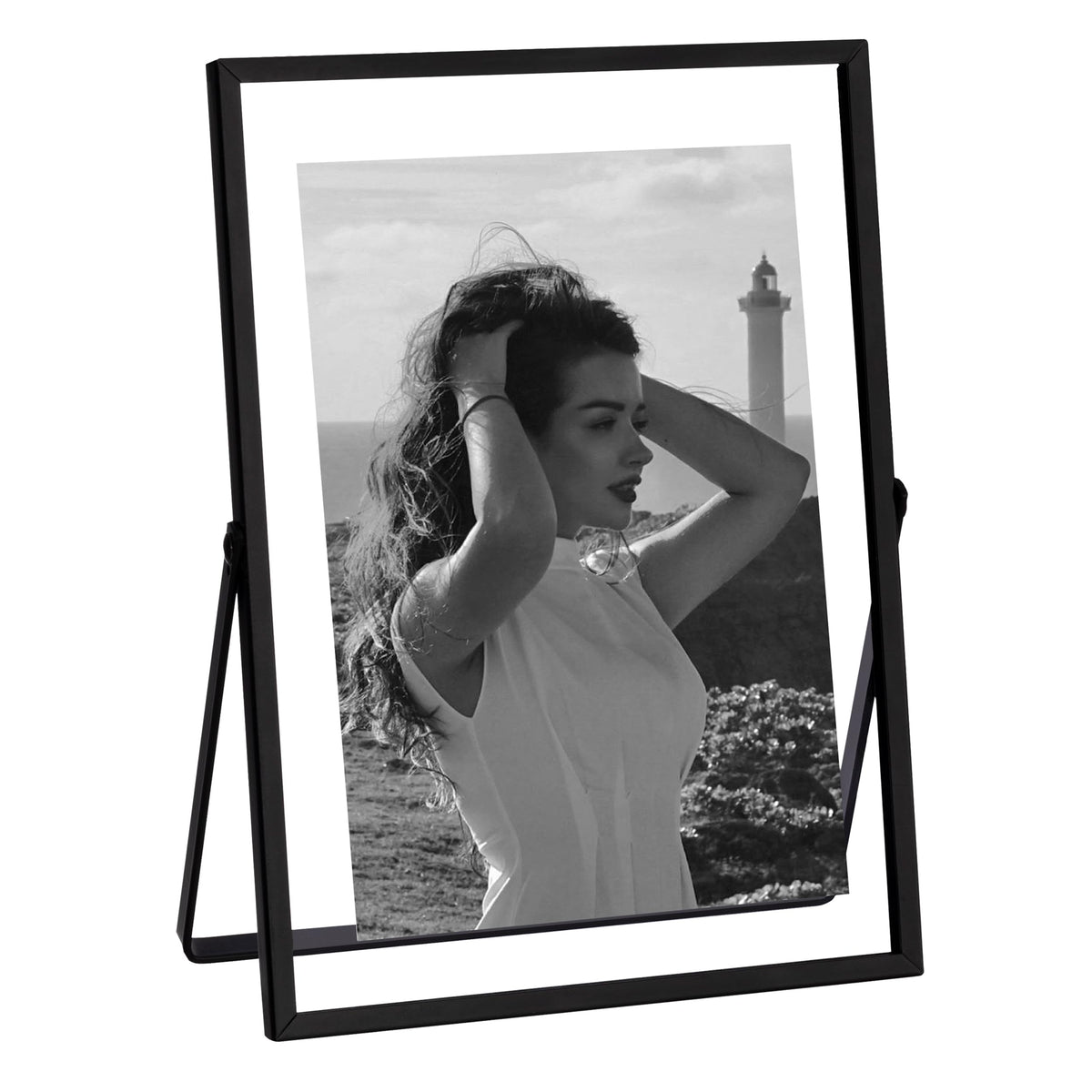 eletecpro 4x4 Floating Picture Frame, Real Glass Cover, Black, 1-Pack