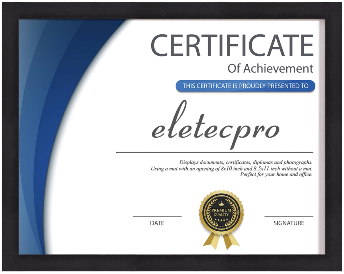 eletecpro 5x10 Solid Wood Pictue Frame, Glass Cover, Black, 1-Pack