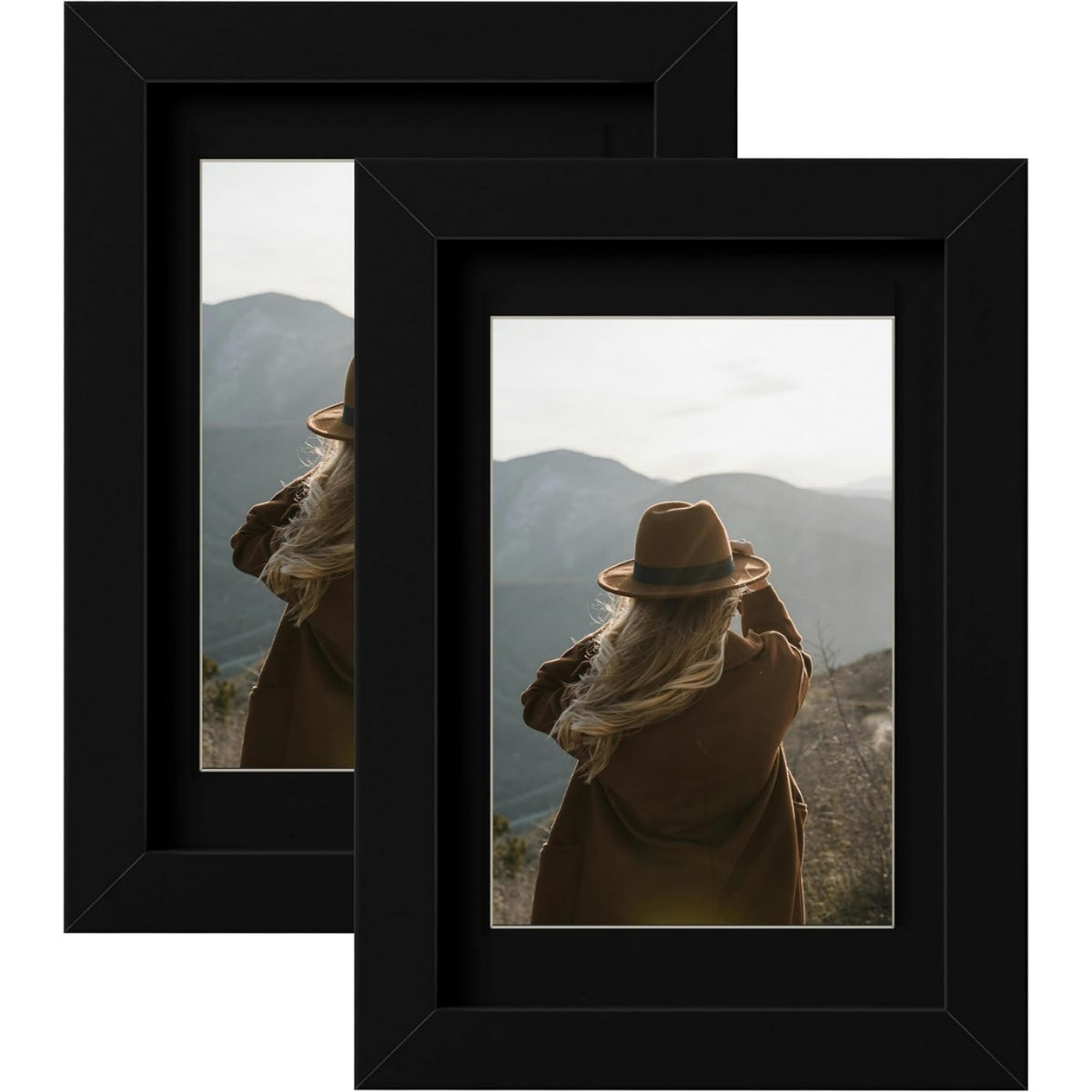 eletecpro 4x6 Black Picture Frames with 3.5x5 Black Mat, 2-Pack