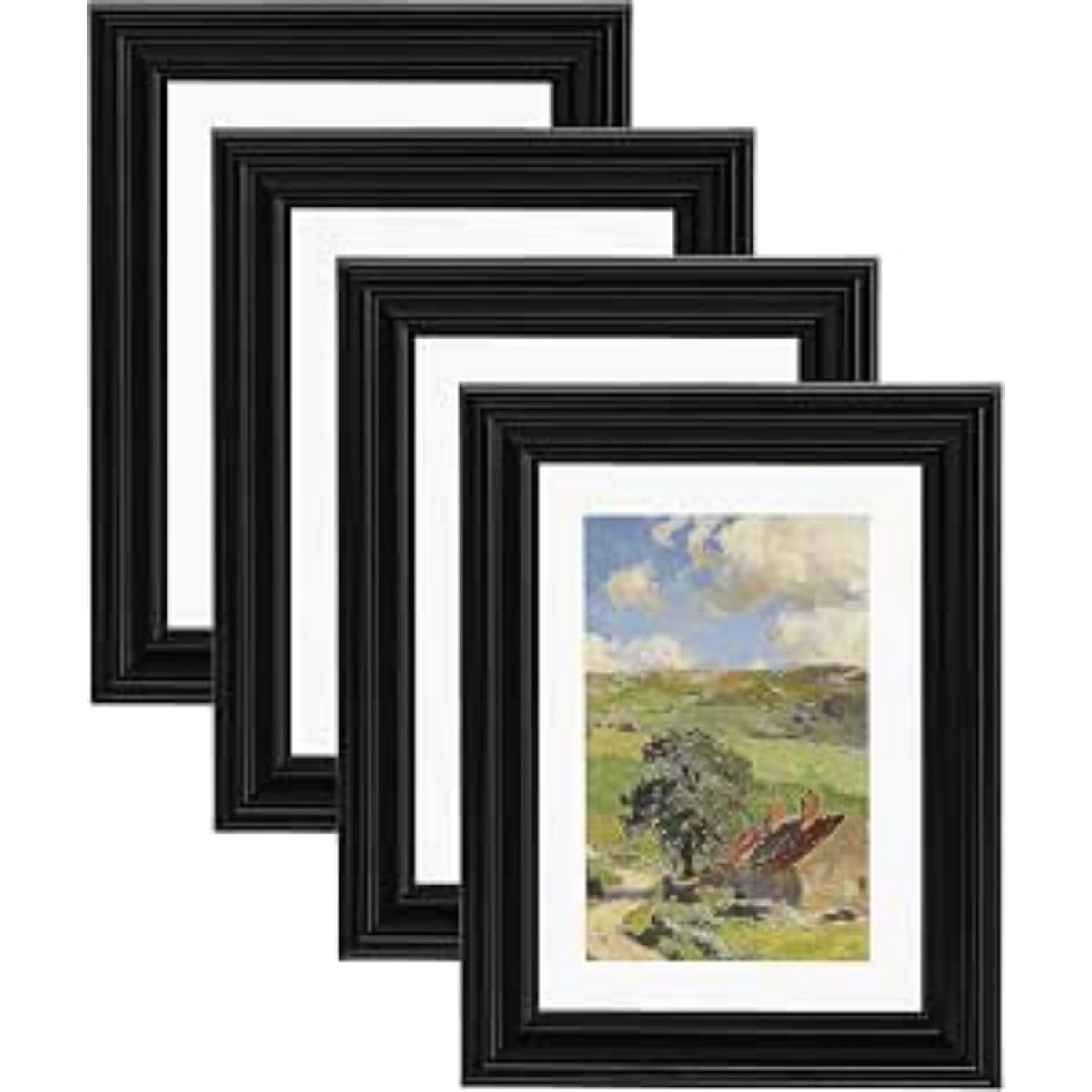 eletecpro Black Picture Frames Set of 4, Vintage Photo Frames with Clear Acrylic Cover, Gallery Wall Art for Tabletop and Wall Mount, Home Decor