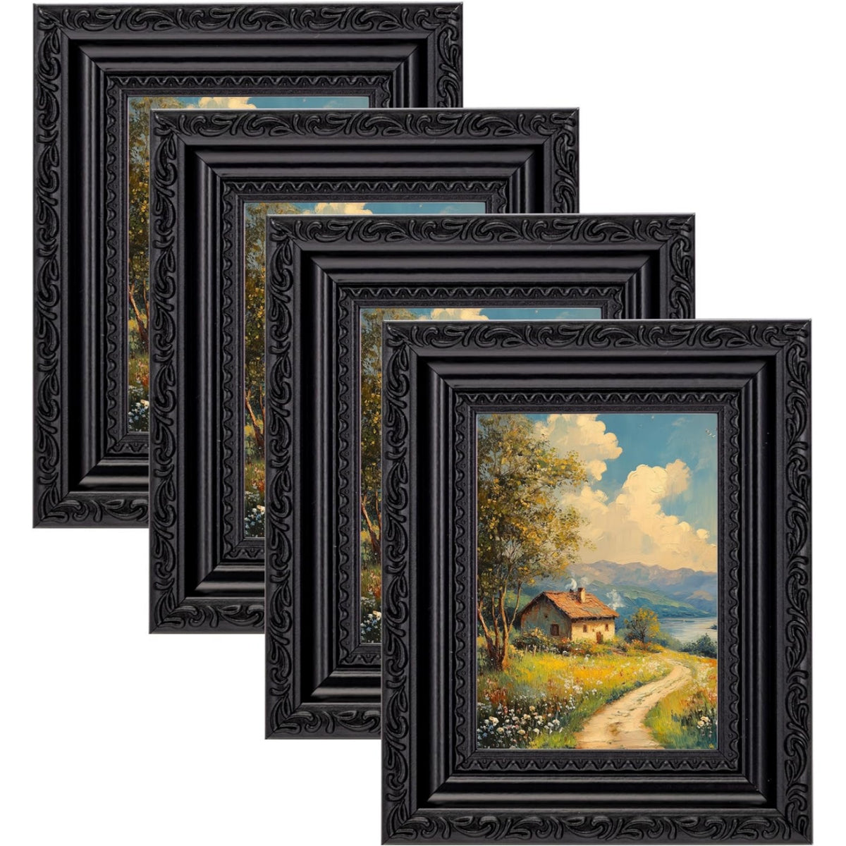 eletecpro Vintage Picture Frame, Glass Cover, 4-Pack