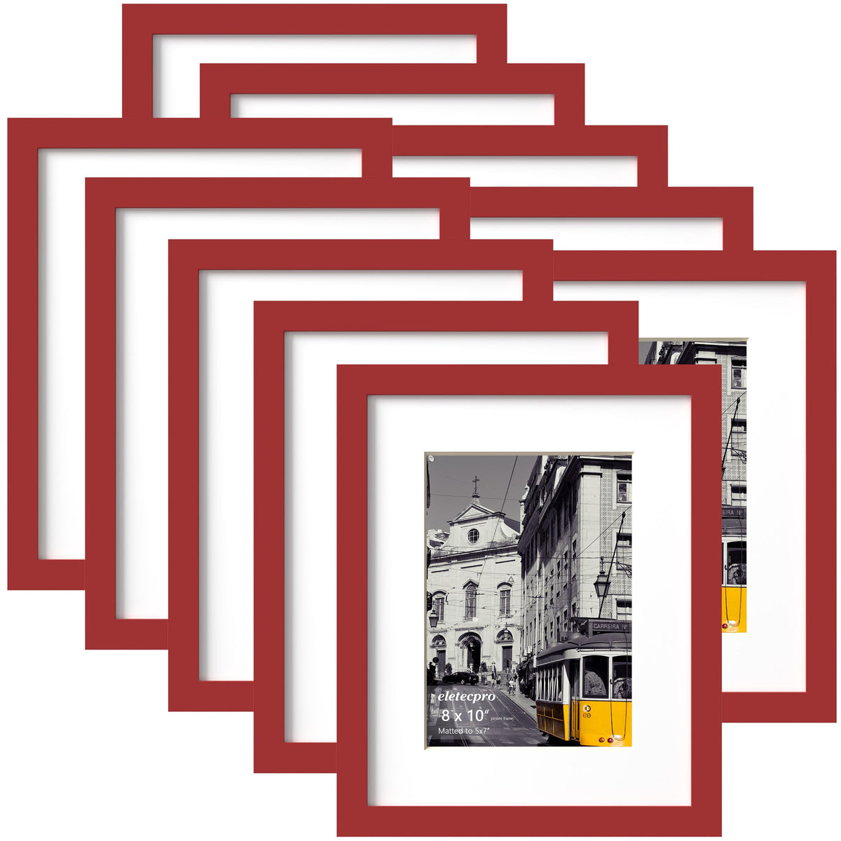 eletecpro 5x7 Picture Frames, Acrylic Cover, Beige, Set of 10