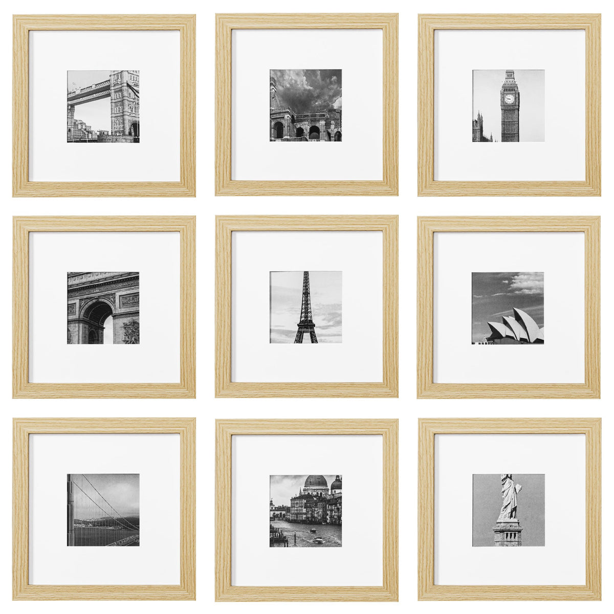 eletecpro Picture Frames Set of 9, 5x5 in, Acrylic Cover, Black