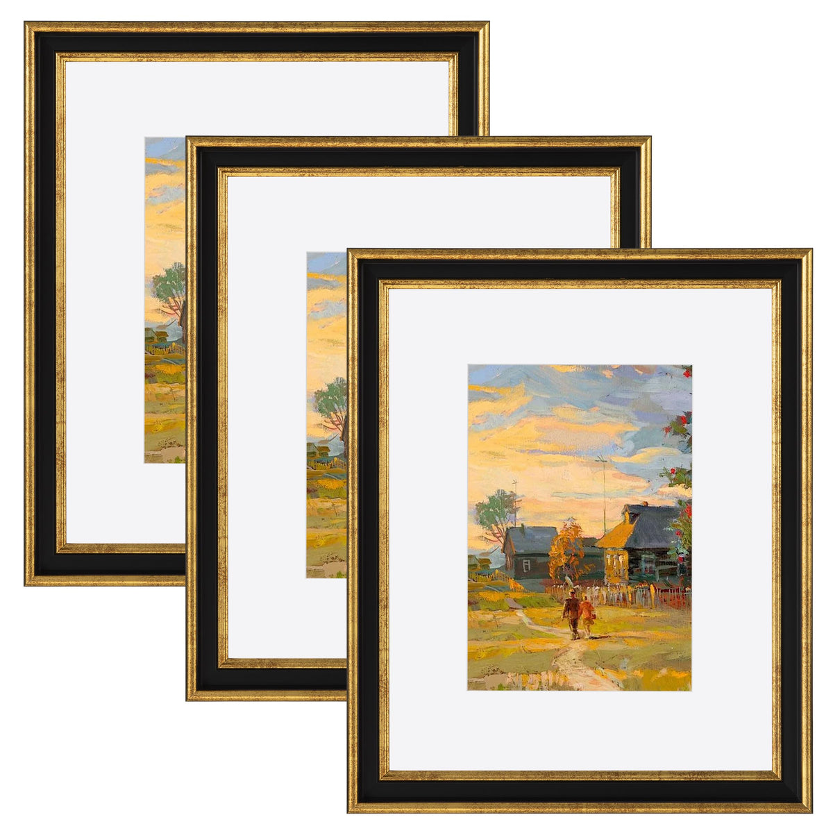 eletecpro 4x4 Picture Frames, Deep Set Design, Glass Cover, 3 Pack, Black