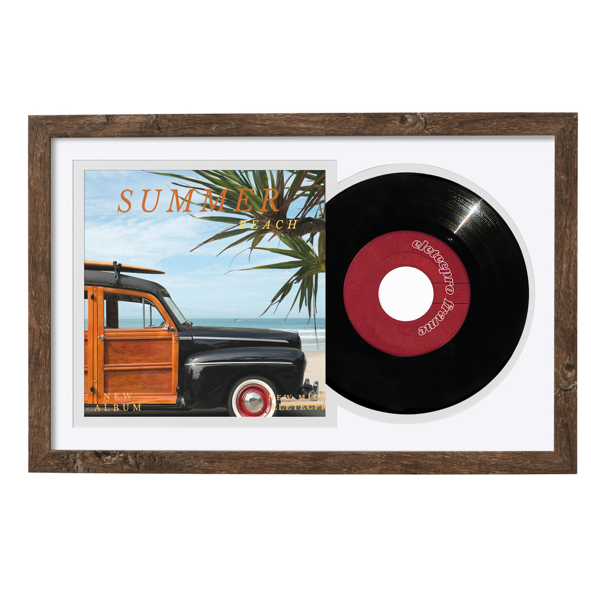 eletecpro 7" Vinyl Record Frame, 9.5x14.5 in, Black, 1 Pack