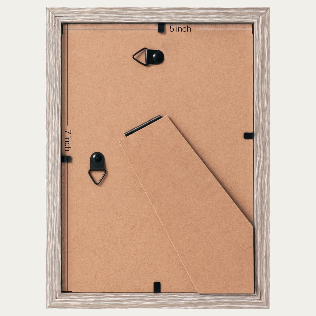 eletecpro 5x7 Picture Frames, Acrylic Cover, Beige, Set of 10