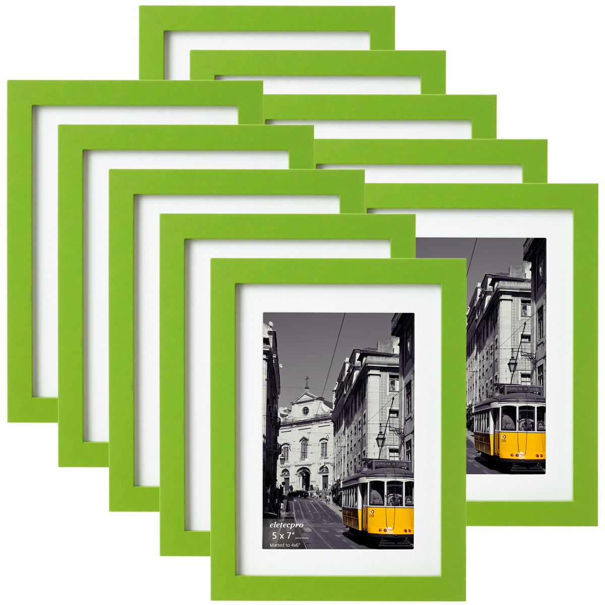 eletecpro 5x7 Picture Frames, Acrylic Cover, Beige, Set of 10