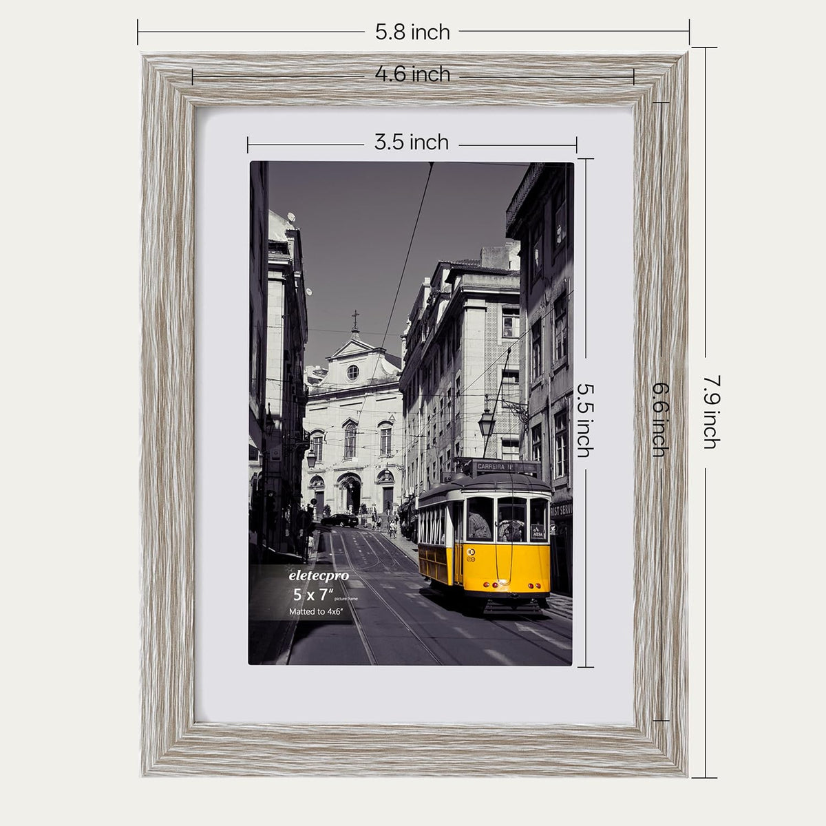 eletecpro 5x7 Picture Frames, Acrylic Cover, Beige, Set of 10