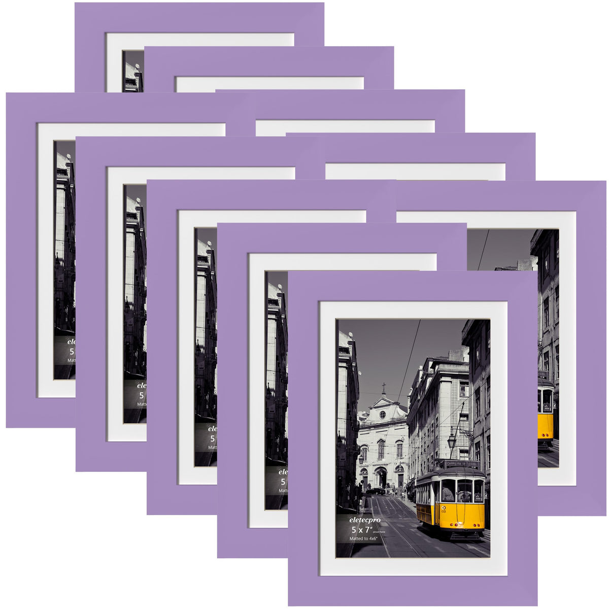 eletecpro 5x7 Picture Frames, Acrylic Cover, Beige, Set of 10