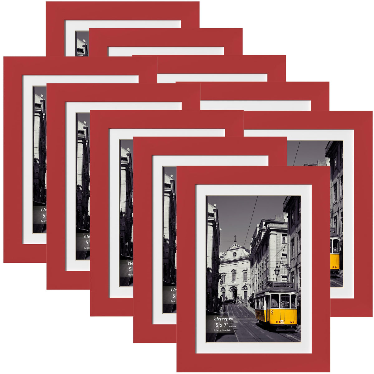 eletecpro 5x7 Picture Frames, Acrylic Cover, Beige, Set of 10