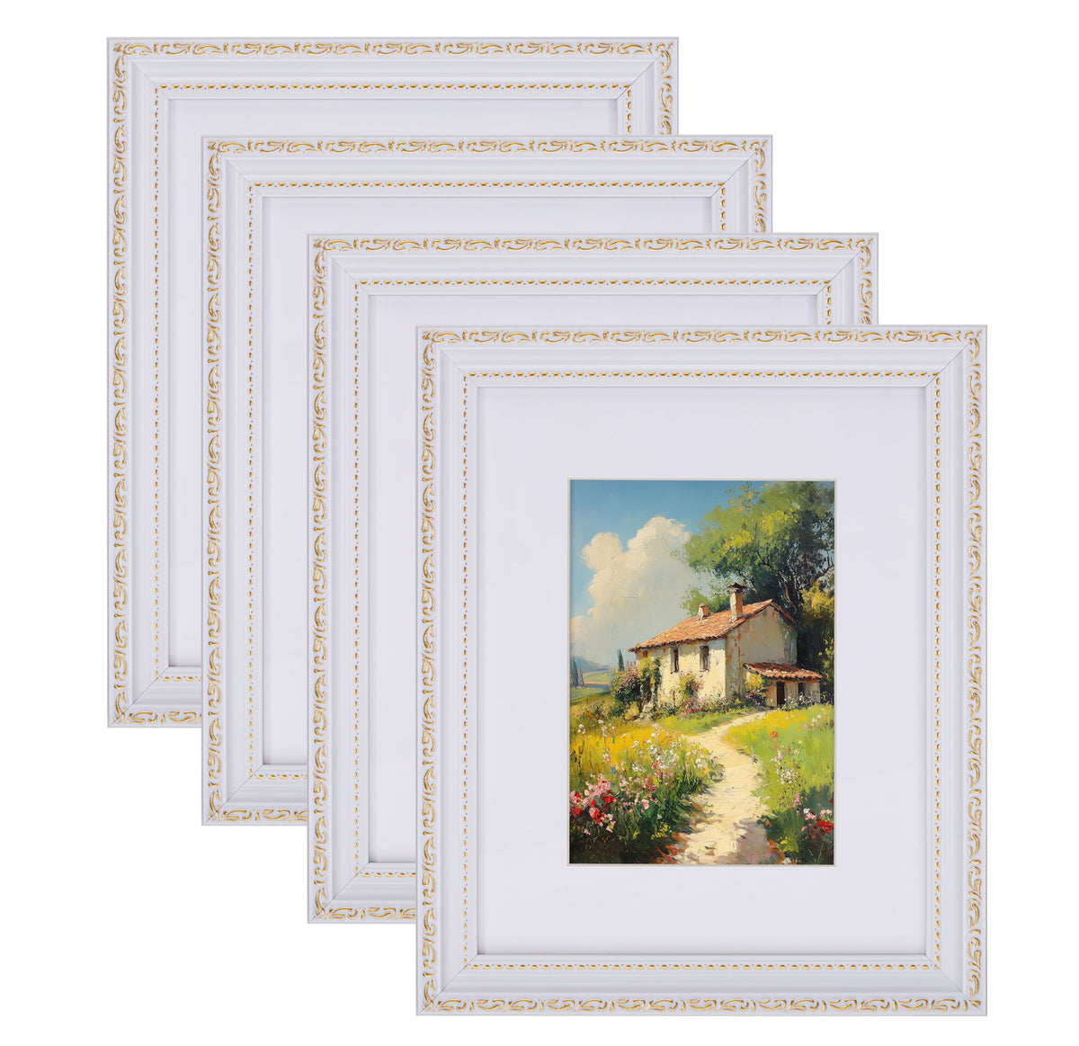 eletecpro 3x4 Vintage Picture Frame, Glass Cover, Black, 4-Pack