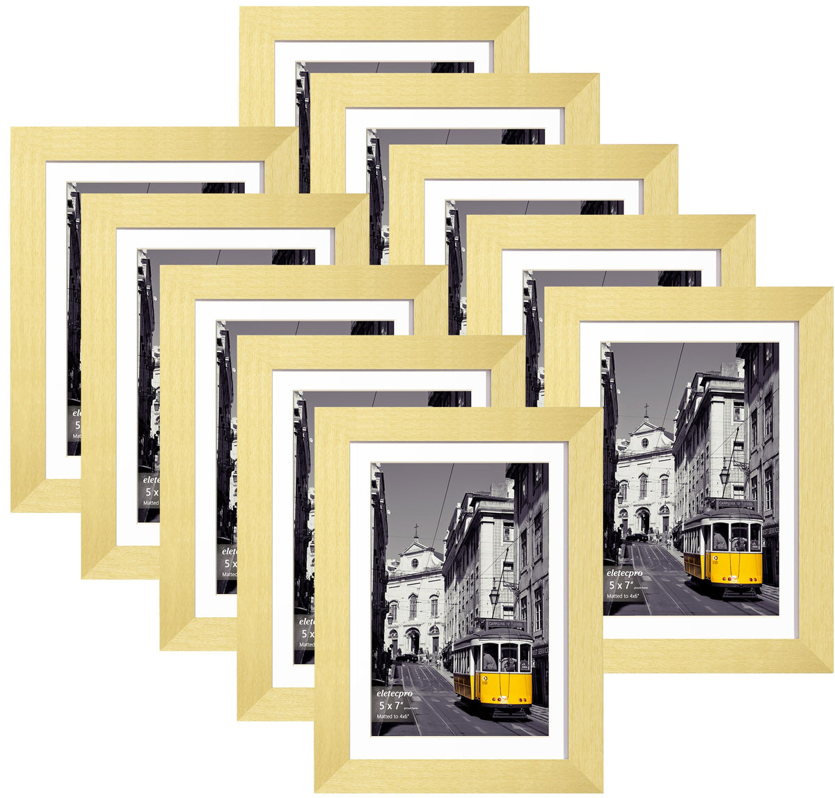 eletecpro 5x7 Picture Frames, Acrylic Cover, Beige, Set of 10