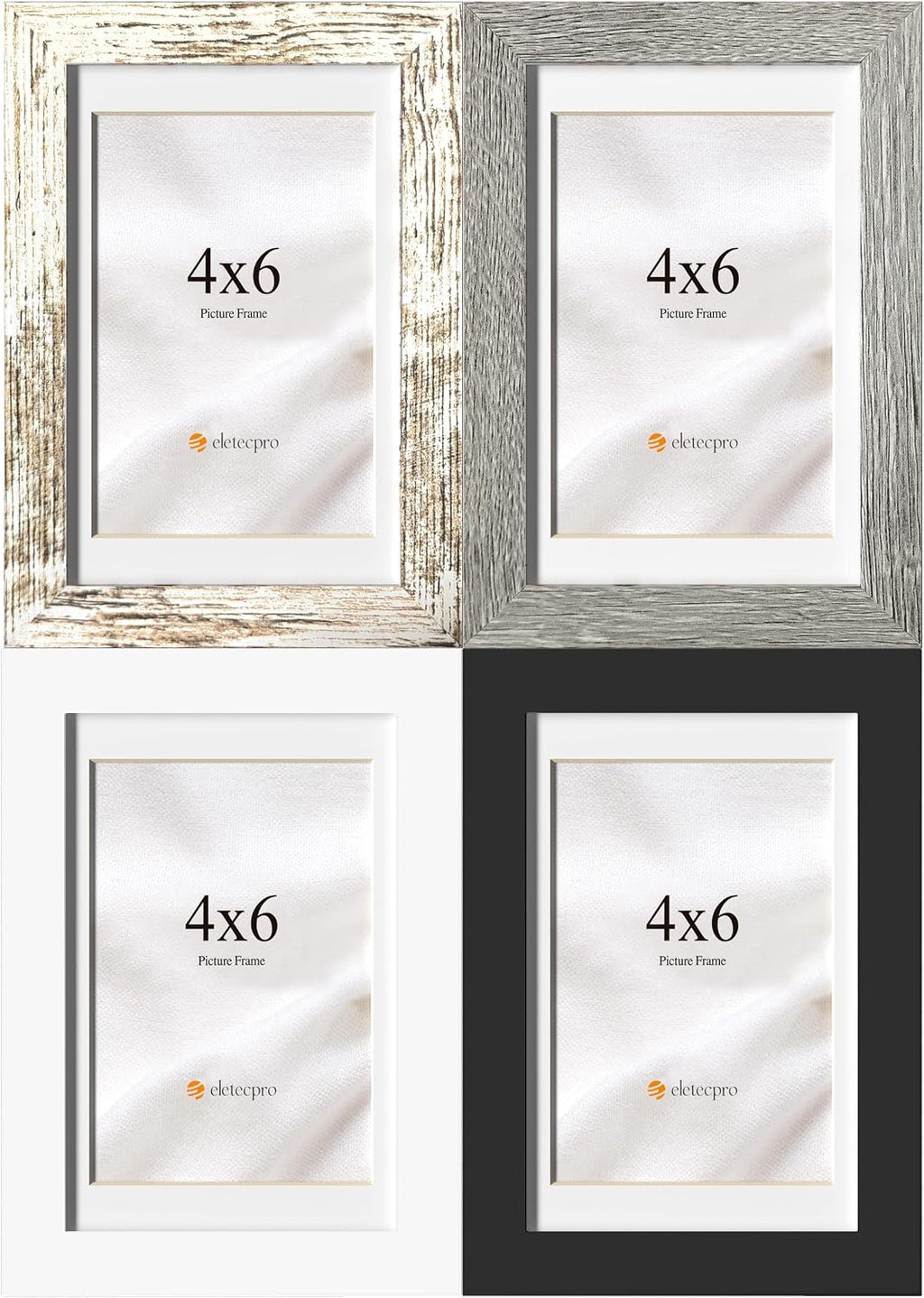 eletecpro 4x6 Colorful Picture Frames 4 Pack Matted to 3.5x5, Desk Decor