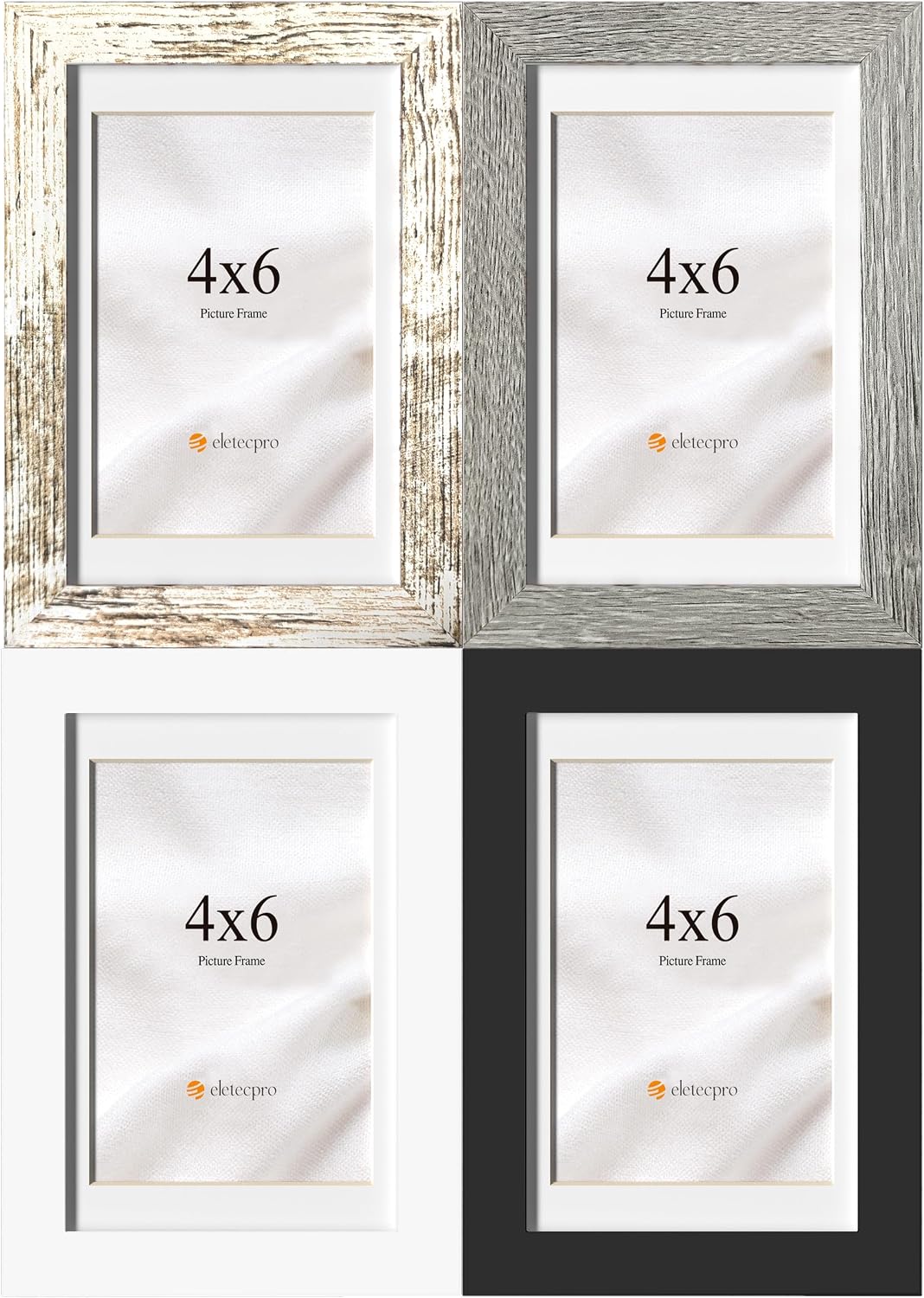 eletecpro 4x6 Colorful Picture Frames 4 Pack Matted to 3.5x5, Desk Decor