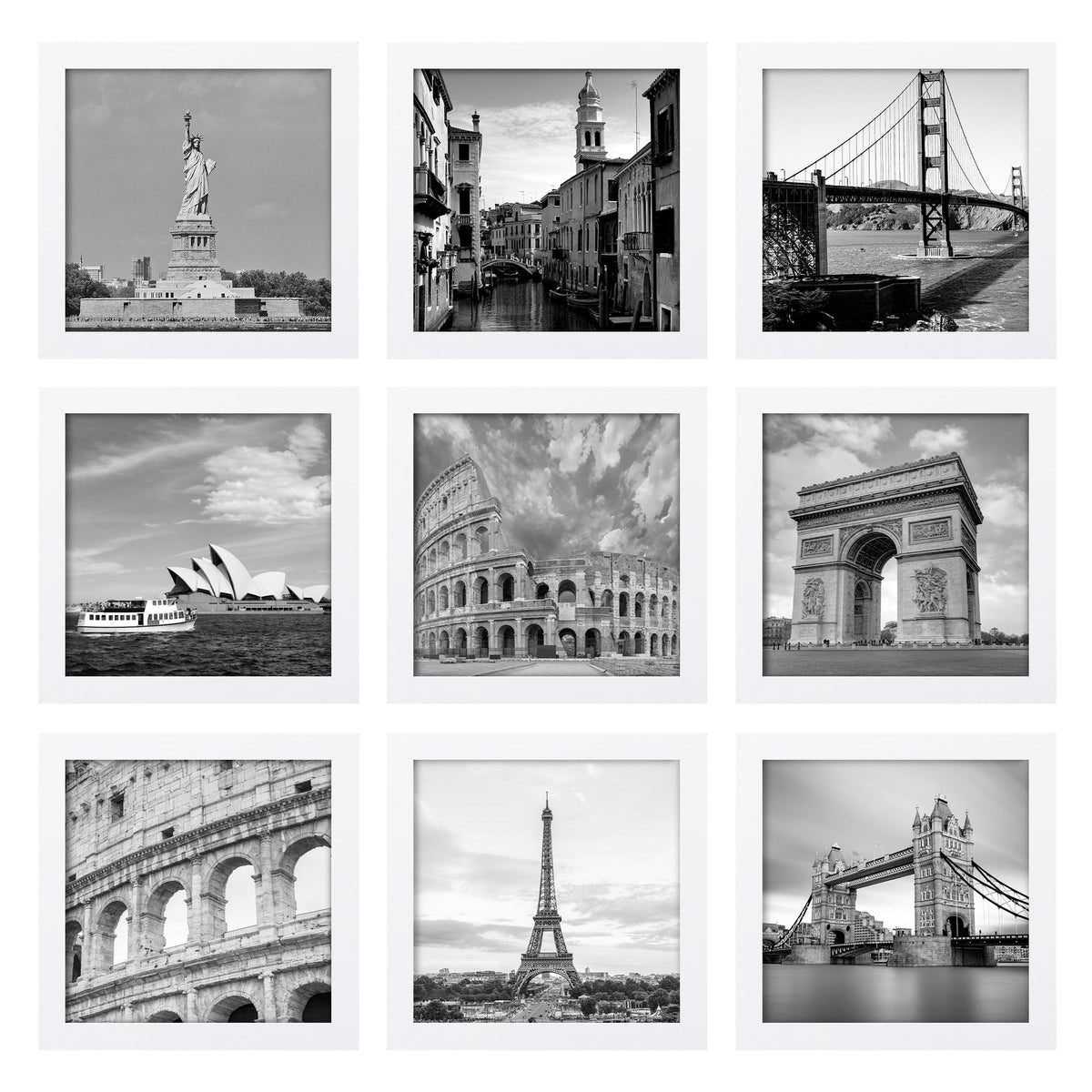 eletecpro Picture Frames Set of 9, 5x5 in, Acrylic Cover, Black