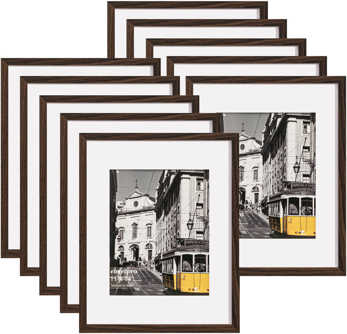 eletecpro 5x7 Picture Frames, Acrylic Cover, Beige, Set of 10