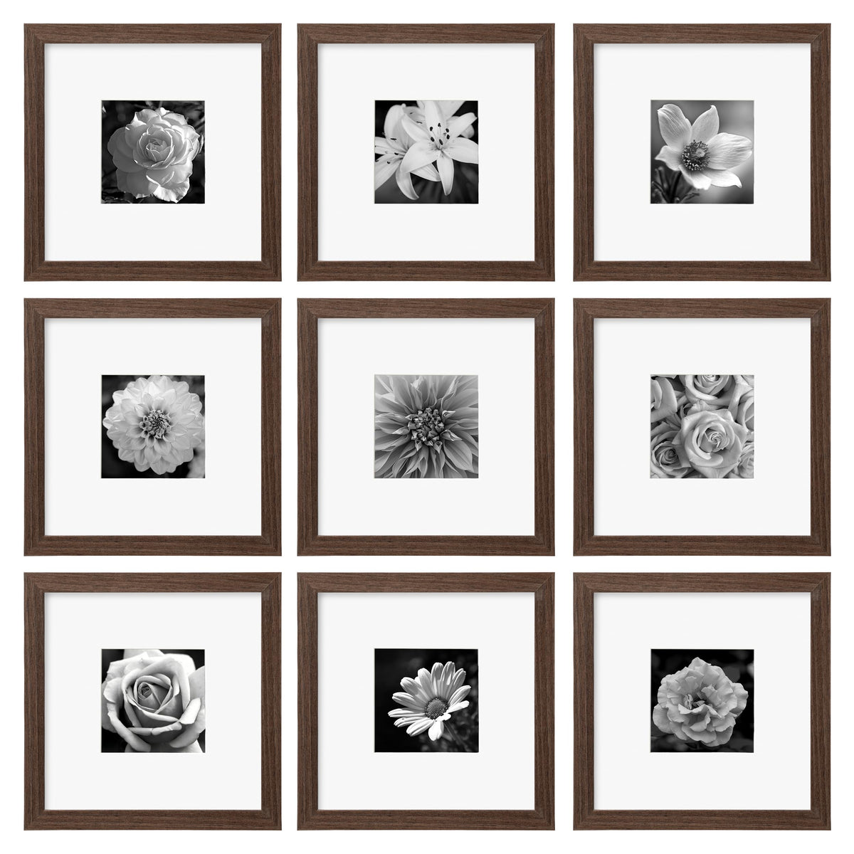 eletecpro Picture Frames Set of 9, 5x5 in, Acrylic Cover, Black