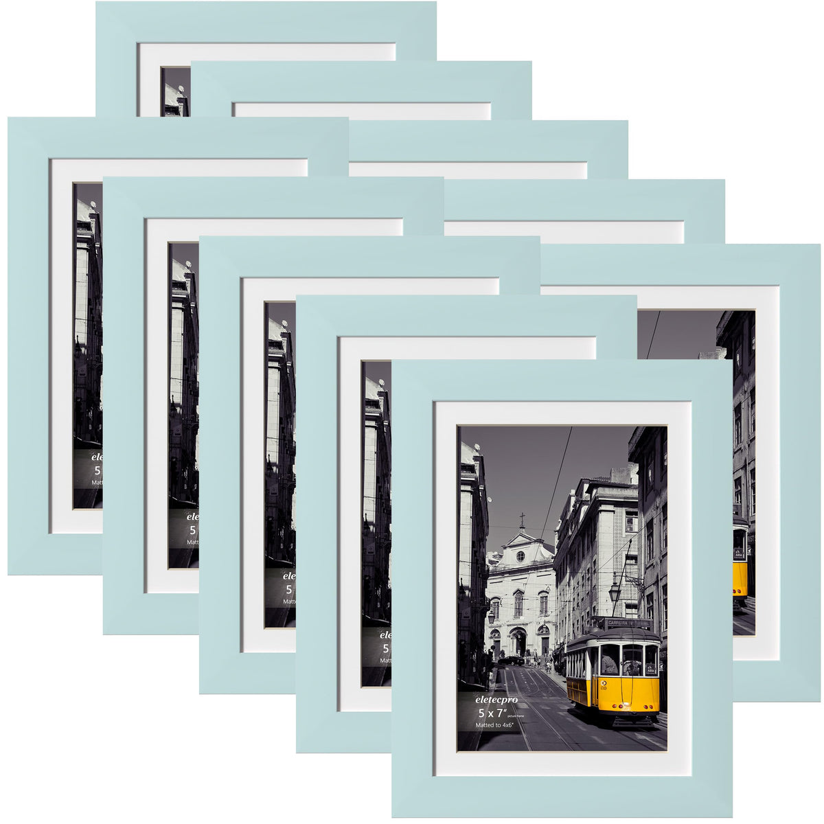 eletecpro 5x7 Picture Frames, Acrylic Cover, Beige, Set of 10