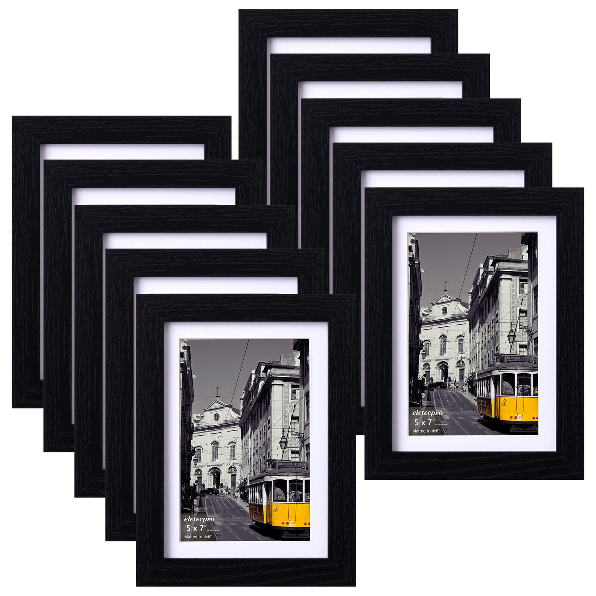 eletecpro 5x7 Picture Frames, Acrylic Cover, Beige, Set of 10