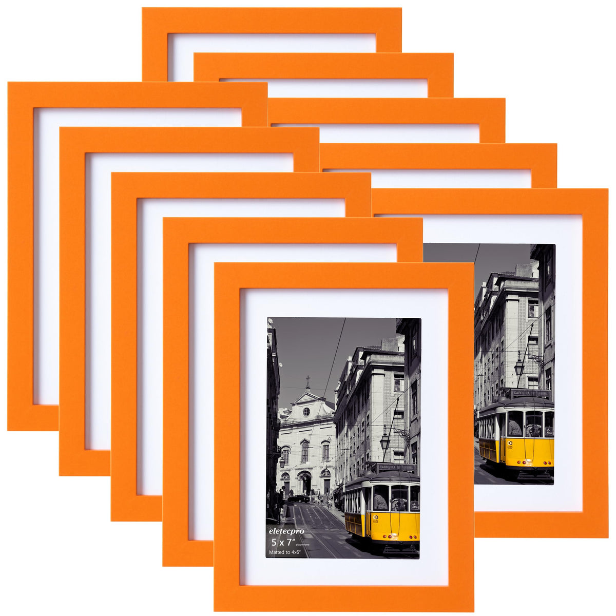 eletecpro 5x7 Picture Frames, Acrylic Cover, Beige, Set of 10