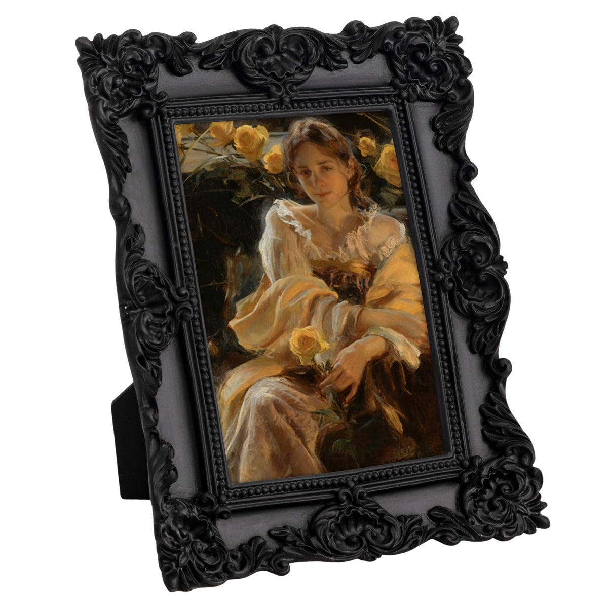 eletecpro 4x4 Vintage Picture Frame with Real Glass Cover, Black, 1-Pack