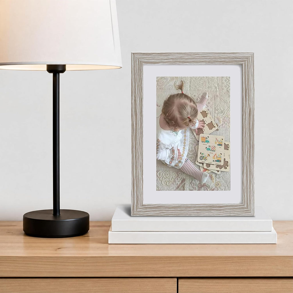 eletecpro 5x7 Picture Frames, Acrylic Cover, Beige, Set of 10