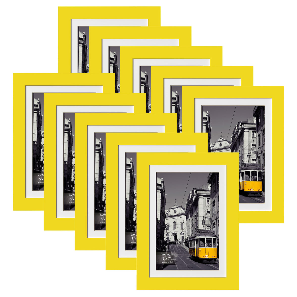 eletecpro 5x7 Picture Frames, Acrylic Cover, Beige, Set of 10