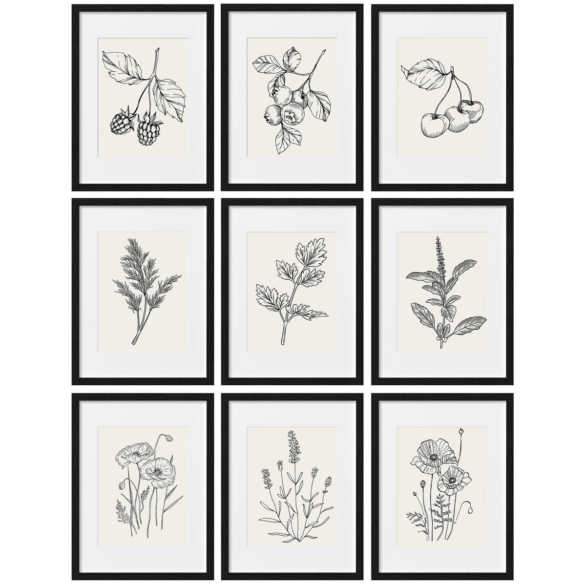 eletecpro Picture Frames Set of 9, 5x5 in, Acrylic Cover, Black