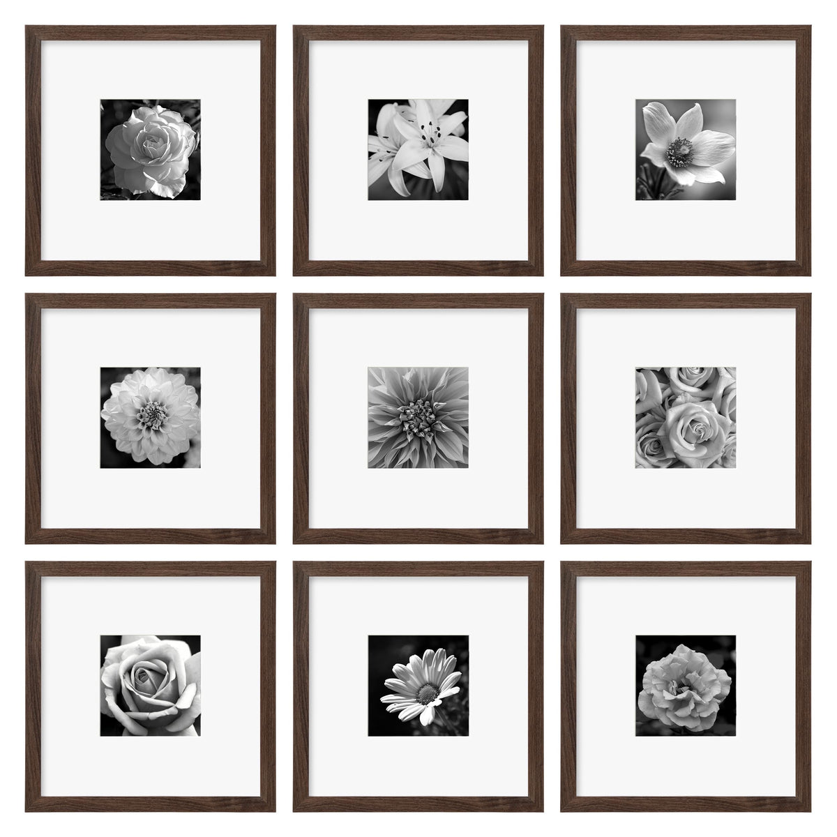 eletecpro Picture Frames Set of 9, 5x5 in, Acrylic Cover, Black