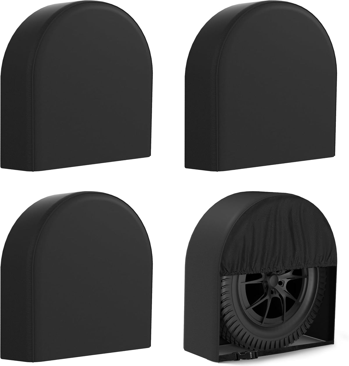 eletecpro RV Tire Covers, Fit 23-26 Inch Tire Diameters, Black, 4-Pack