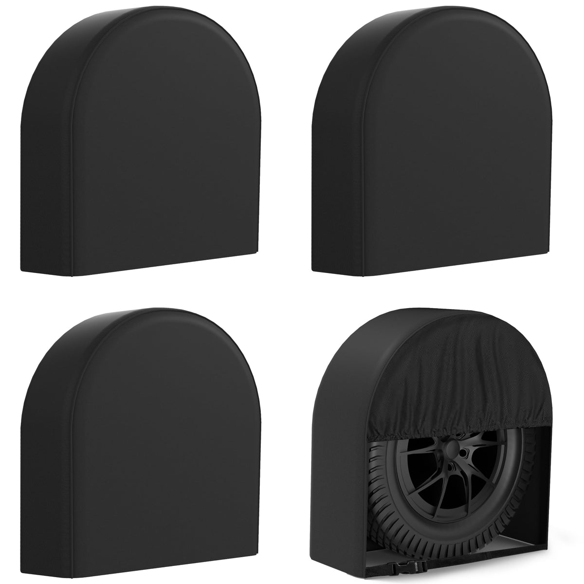 eletecpro RV Tire Covers, Fit 23-26 Inch Tire Diameters, Black, 4-Pack
