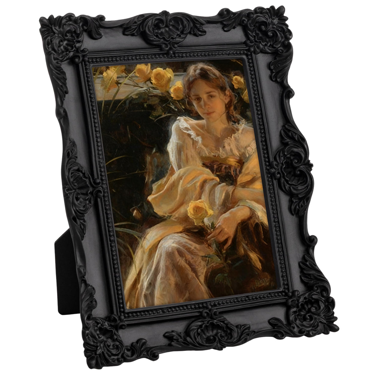 eletecpro 4x4 Vintage Picture Frame with Real Glass Cover, Black, 1-Pack